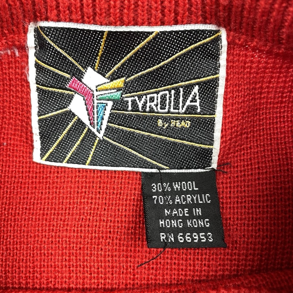 Vintage Tyrolia Sweater Mens Large Red Wool Acrylic Colorblock Ski Winter READ - Picture 8 of 10